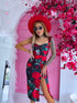"ROSE SORBET 89" midi dress - red with black
